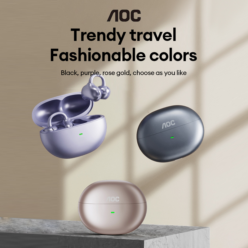 Bluetooth Speaker - AOC ACD2544 หูฟังบลูทูธไร้สายแบบหนีบหู หูฟังแบบเปิดหู เสียงสเตอริโอรอบทิศทาง ดีเลย์ต่ำ