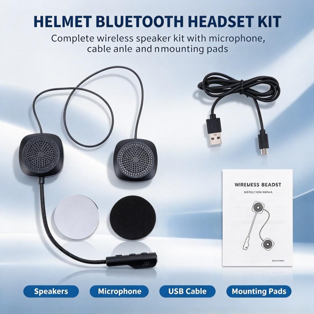 Bluetooth Speaker - ชุดหูฟังบลูทูธสำหรับหมวกกันน็อคมอเตอร์ไซค์ รองรับการโทรแบบแฮนด์ฟรี ลำโพงสเตอริโอ พร้อมไมโครโฟน ผู้ช่วยเสียง อุปกรณ์เสริมหมวกกันน็อค