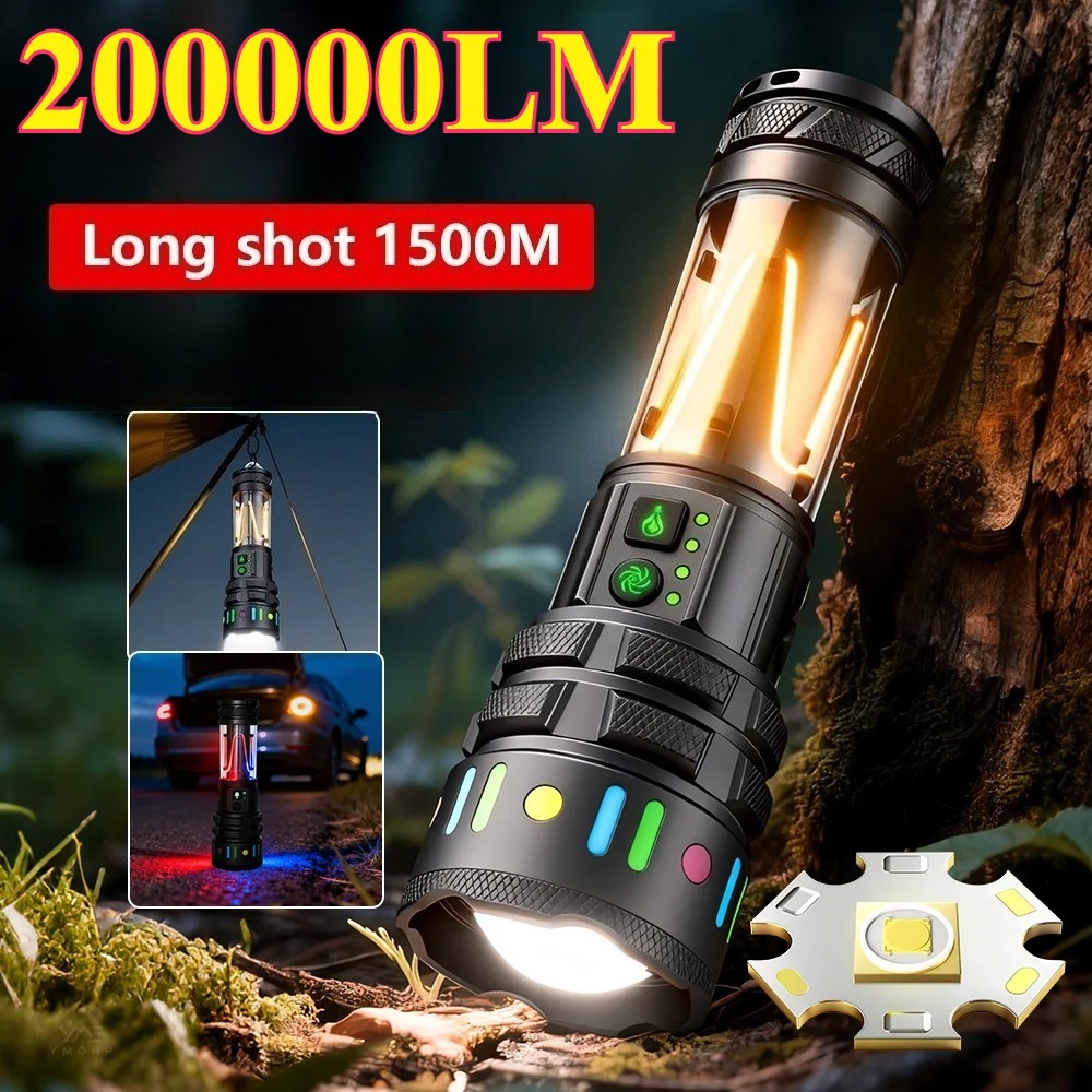 Power Bank - ไฟฉาย LED สว่างพิเศษทรงพลัง ชาร์จเร็วแบบ Type-C ไฟฉายพกพาสำหรับใช้งานกลางแจ้งและไฟฉุกเฉินในชีวิตประจำวัน