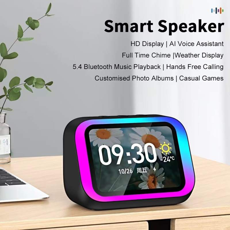 Power Bank - ลำโพงบลูทูธพร้อมผู้ช่วยเสียง AI ไฟ RGB นาฬิกาปลุก หน้าจอ