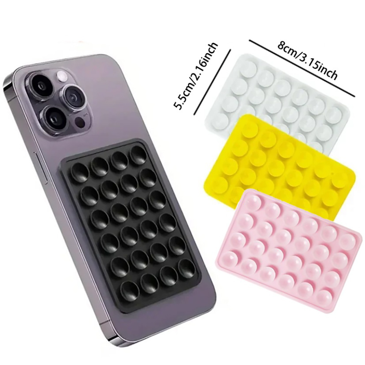 Phone Holder - แผ่นรองโทรศัพท์ซิลิโคนแบบดูดติดผนัง อเนกประสงค์ ทรงสี่เหลี่ยม กันลื่น ติดด้านเดียว พร้อมสติกเกอร์ด้านหลัง