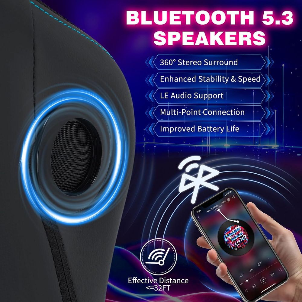 เก้าอี้เกมมิ่งพร้อมไฟ LED ลำโพ - Bluetooth Speaker บทวิจารณ์และราคา